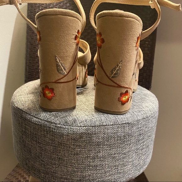 MIA Beige Embroidered Wedge Sandals - Picture 7 of 11